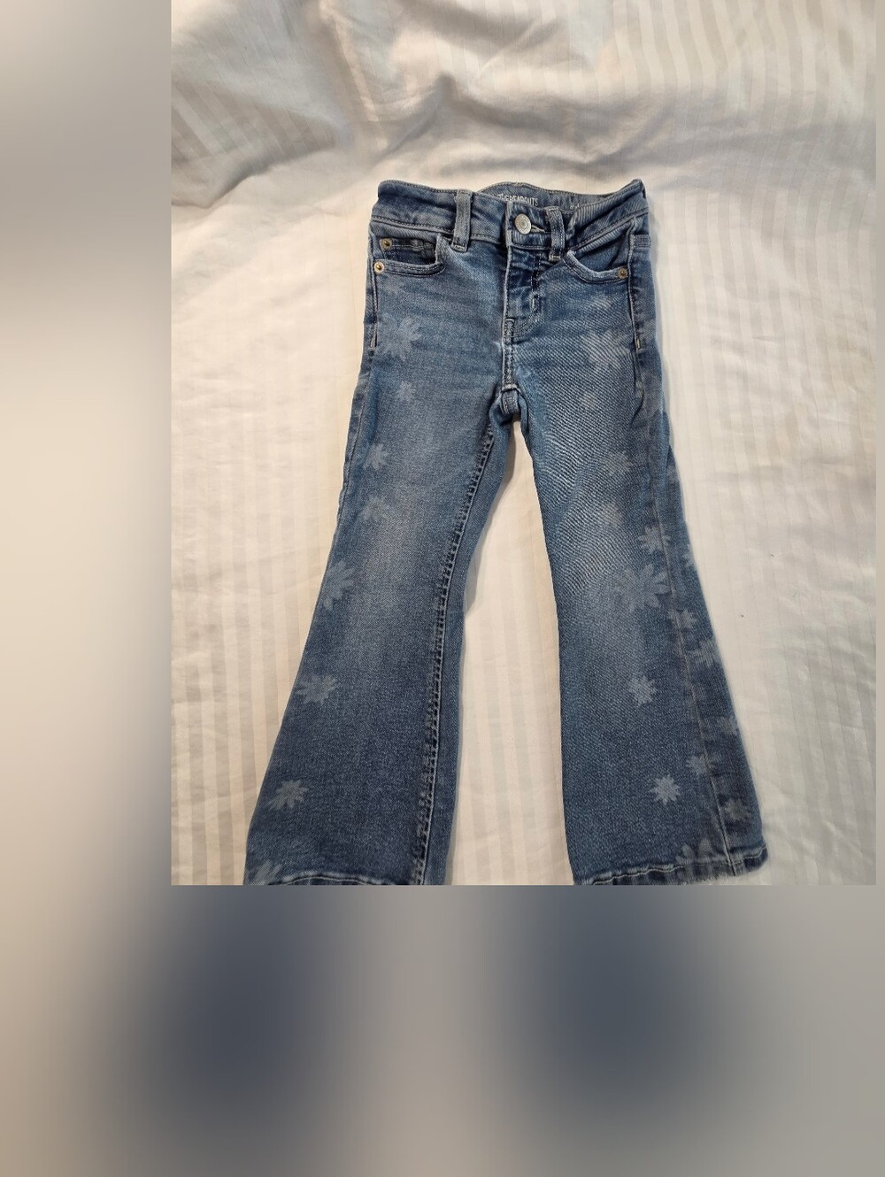 Kids Light Blue Denim Jeans with Subtle Floral Print